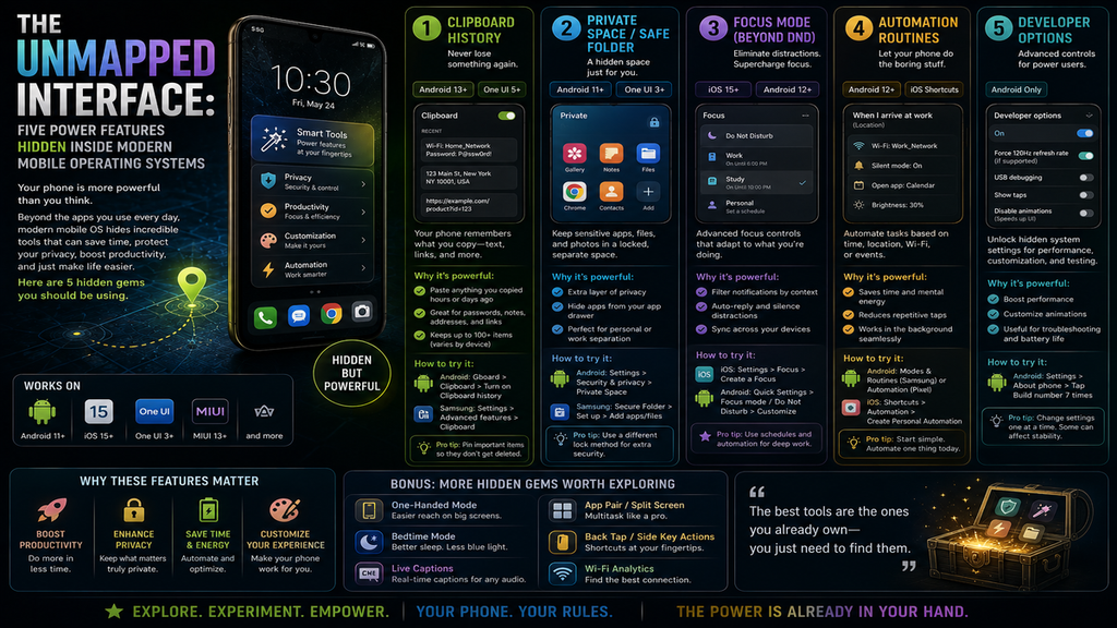 The Unmapped Interface: Five Power Features Hidden Inside Modern Mobile Operating Systems